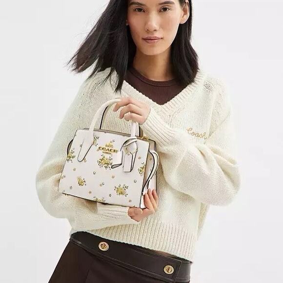 NWT COACH Andrea Carryall Bag With Floral Print CAL46 Gold/Chalk Multi - Picture 9 of 16